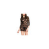 Robe dentelle noire manches mi-longues 
